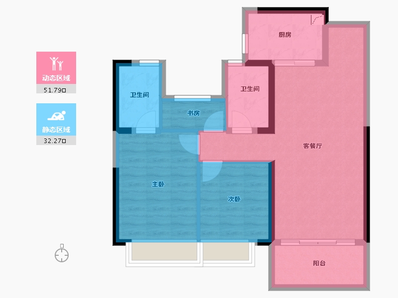 湖南省-长沙市-宁乡紫云府-74.79-户型库-动静分区