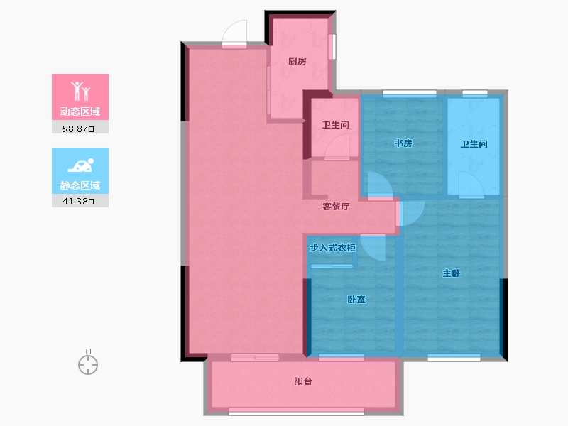 湖南省-长沙市-恒泰芙蓉悦府-89.56-户型库-动静分区