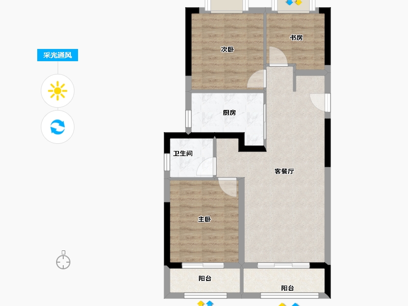 湖北省-武汉市-武汉诺德逸都-70.35-户型库-采光通风