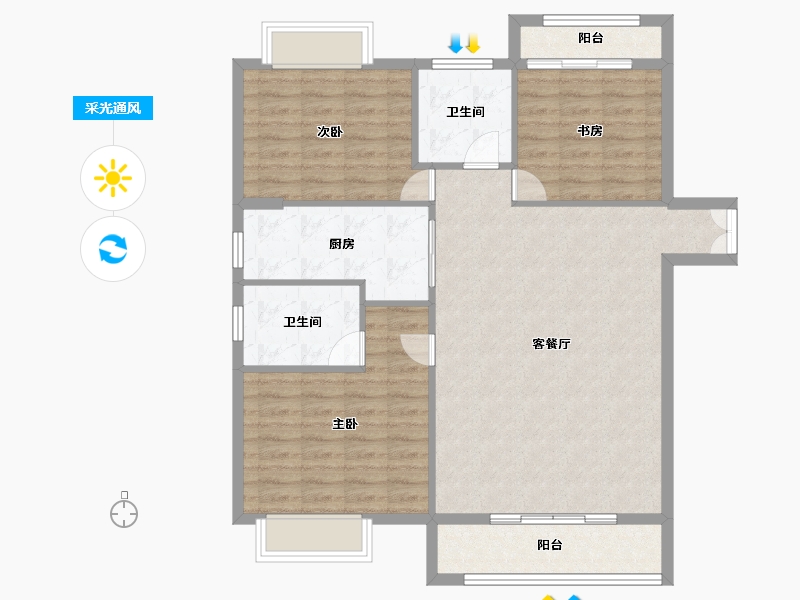 湖北省-武汉市-香澜公馆-102.76-户型库-采光通风