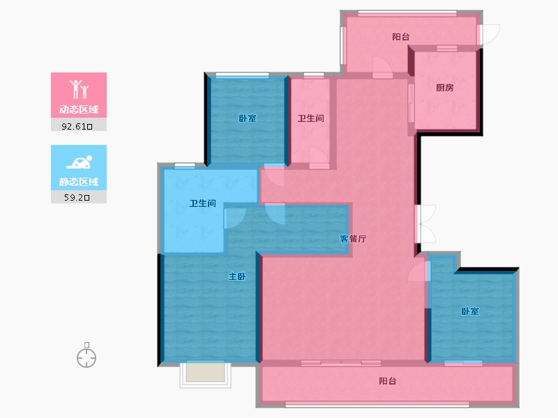 浙江省-杭州市-信达中心杭州壹号院-171.00-户型库-动静分区