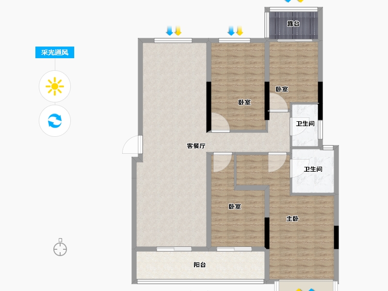 湖南省-长沙市-保利城-129.84-户型库-采光通风