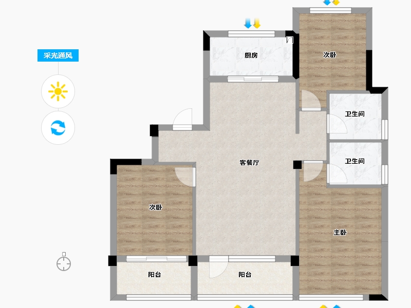 浙江省-宁波市-锦宁府-94.21-户型库-采光通风