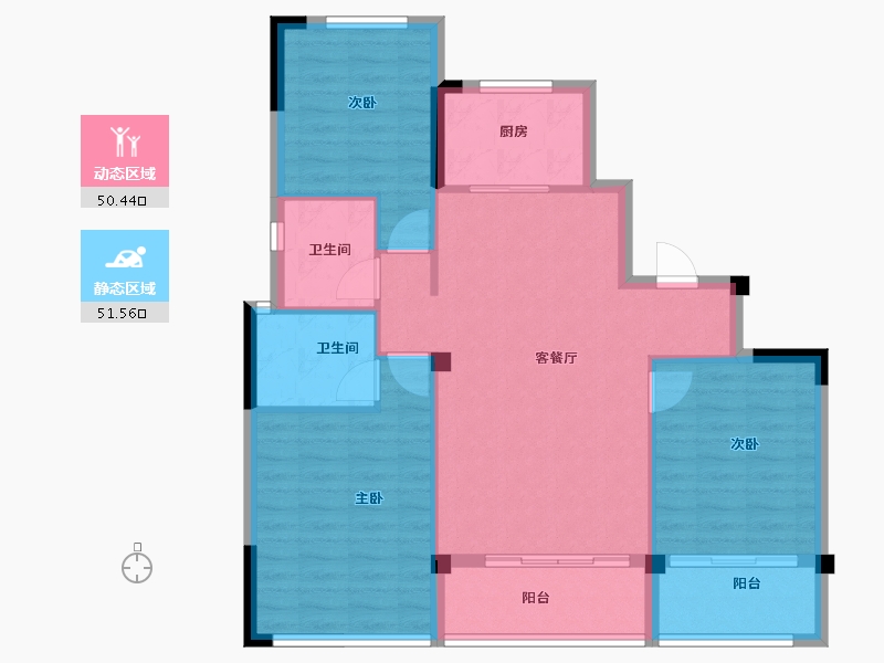 浙江省-宁波市-锦宁府-92.64-户型库-动静分区