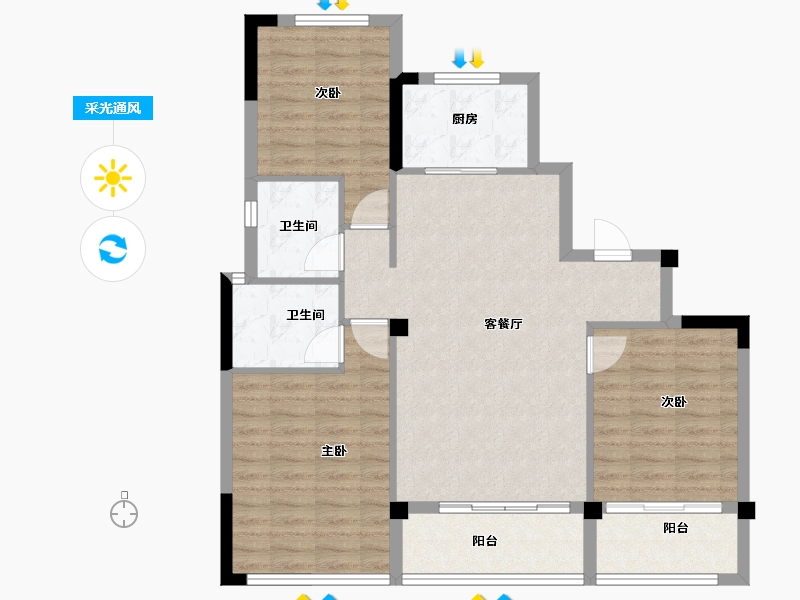 浙江省-宁波市-锦宁府-92.64-户型库-采光通风