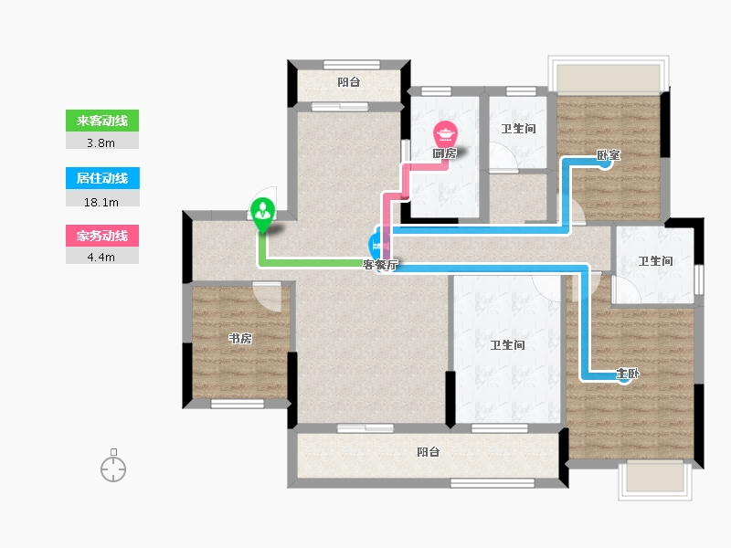 湖北省-武汉市-宝业星毓府-110.37-户型库-动静线