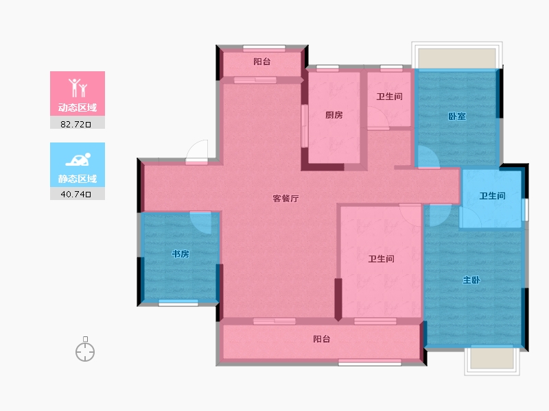 湖北省-武汉市-宝业星毓府-110.37-户型库-动静分区