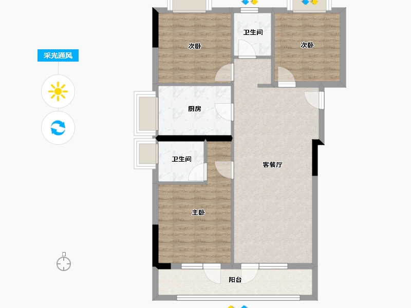 湖北省-武汉市-城投东方领誉-86.19-户型库-采光通风