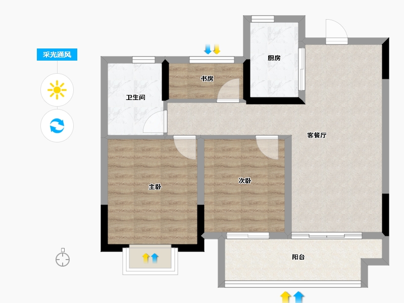 浙江省-宁波市-绿地·悦山府-72.00-户型库-采光通风