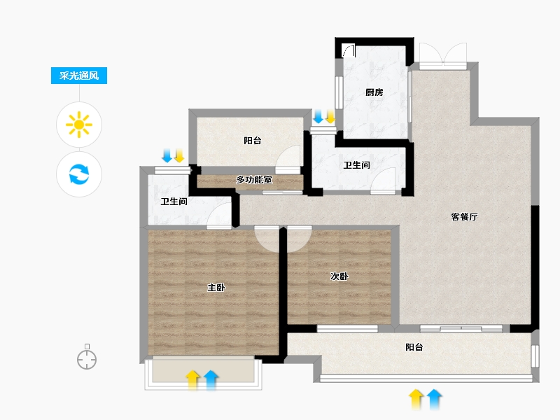 湖南省-长沙市-宁乡吾悦广场-92.33-户型库-采光通风