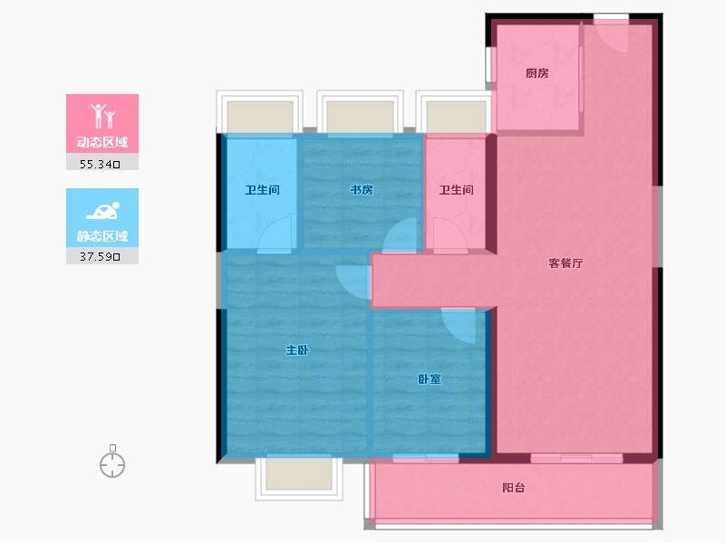 湖北省-武汉市-华侨城欢乐天际-83.94-户型库-动静分区