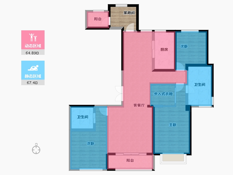 上海-上海市-龙盛·福新里-122.84-户型库-动静分区