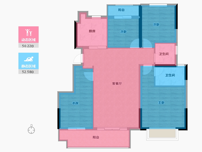 浙江省-宁波市-瀚璟府-92.80-户型库-动静分区