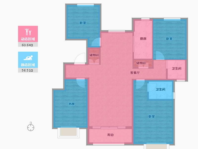 天津-天津市-京能·雍清丽苑二期-104.85-户型库-动静分区