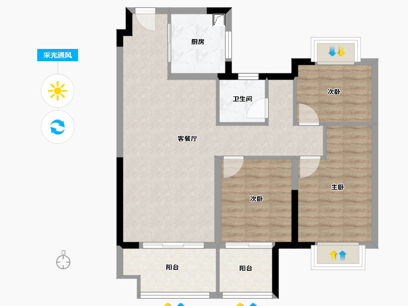 安徽省-合肥市-新力弘阳湖畔樾山-80.00-户型库-采光通风