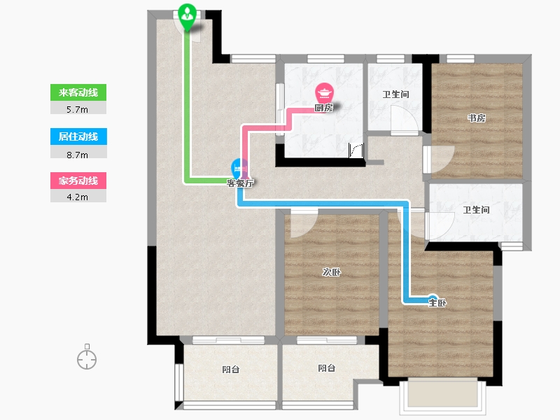 安徽省-合肥市-新力弘阳湖畔樾山-88.94-户型库-动静线