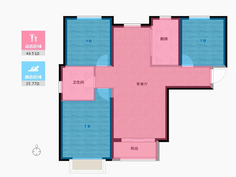 天津-天津市-天津华侨城-76.38-户型库-动静分区