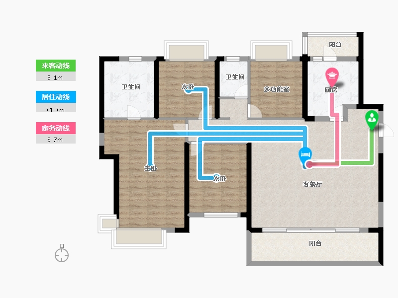 湖南省-长沙市-新力铂园-123.66-户型库-动静线