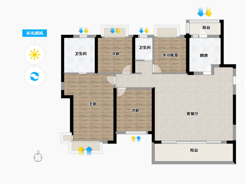 湖南省-长沙市-新力铂园-123.66-户型库-采光通风