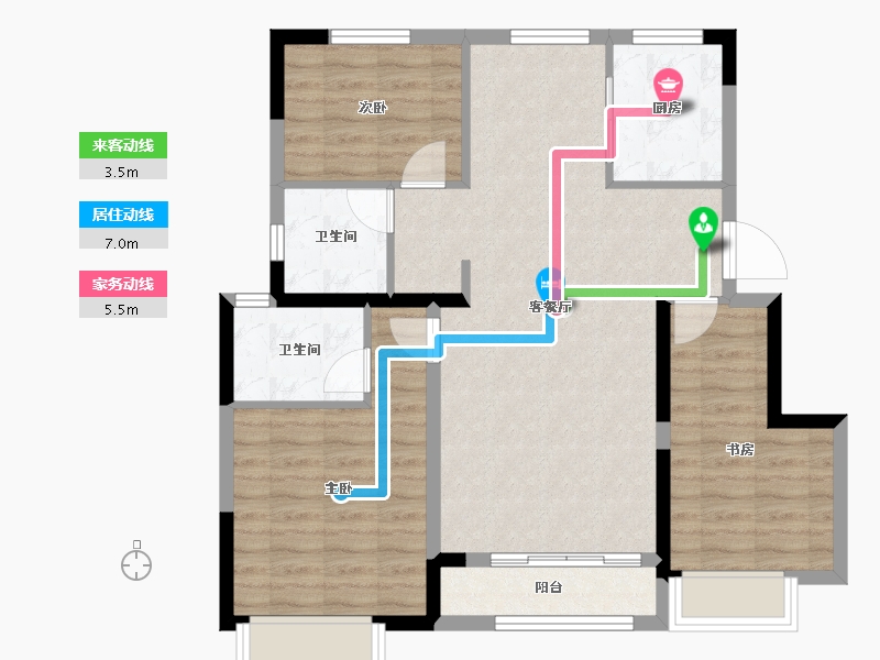 天津-天津市-中建·玖樾府-86.84-户型库-动静线