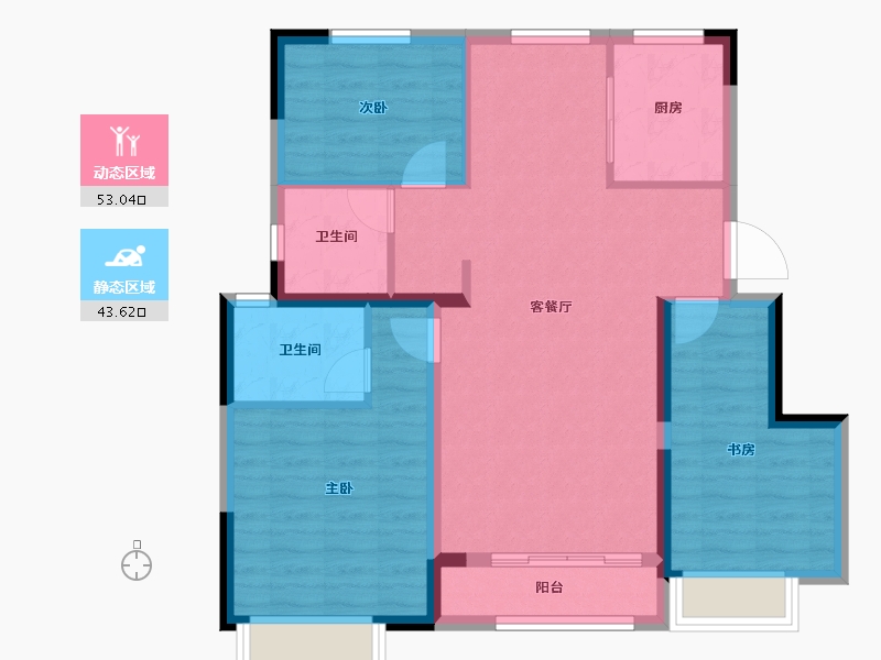 天津-天津市-中建·玖樾府-86.84-户型库-动静分区