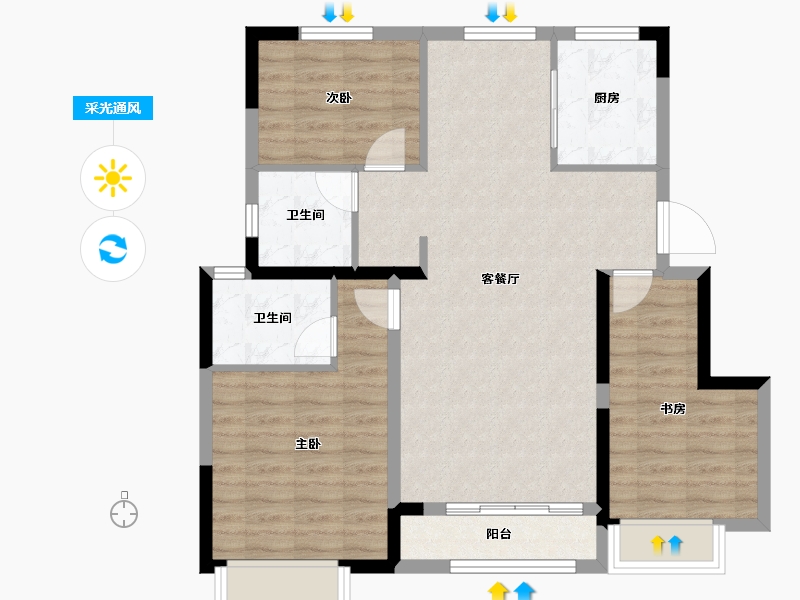 天津-天津市-中建·玖樾府-86.84-户型库-采光通风