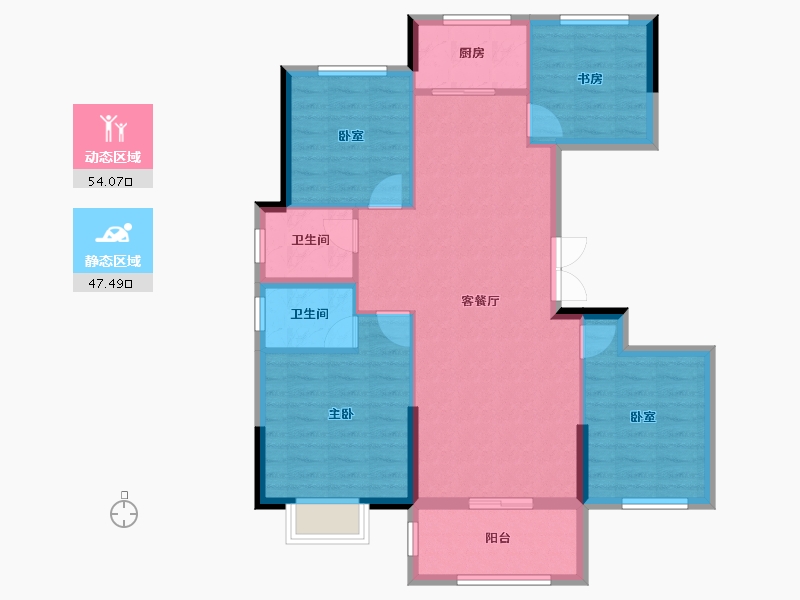 湖南省-长沙市-宇业东方红郡-91.73-户型库-动静分区