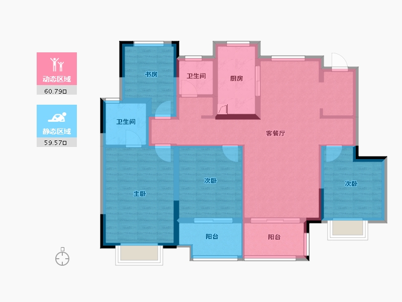 安徽省-合肥市-新力弘阳湖畔樾山-107.13-户型库-动静分区