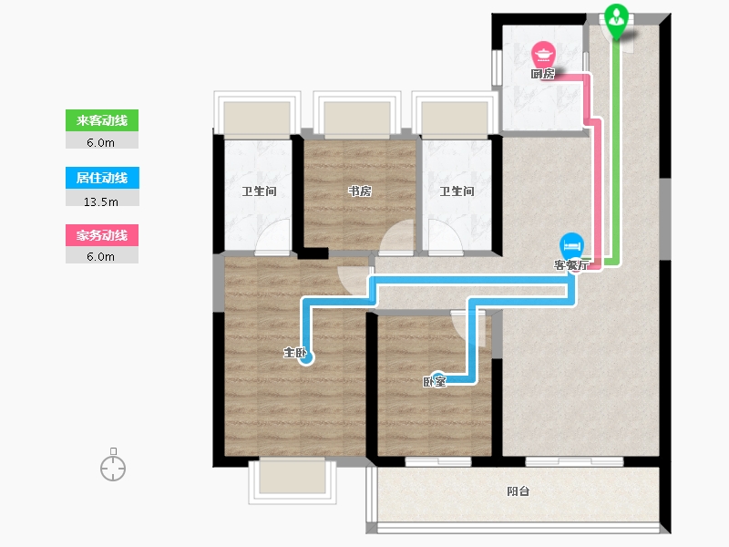 湖北省-武汉市-华侨城欢乐天际-84.67-户型库-动静线