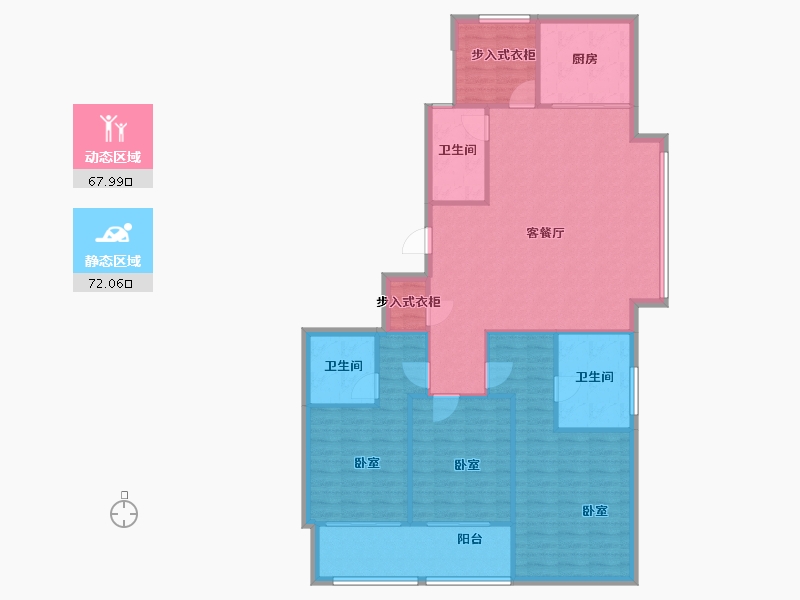 浙江省-宁波市-滨江·誉品-129.20-户型库-动静分区