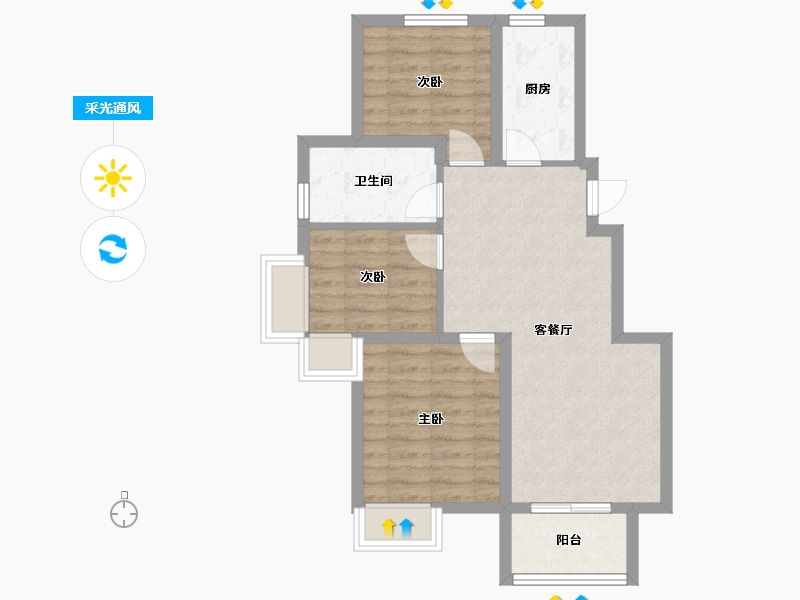 河北省-廊坊市-中海-铂悦公馆-74.00-户型库-采光通风