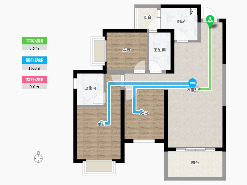 湖南省-长沙市-万润·滨江天著-85.17-户型库-动静线