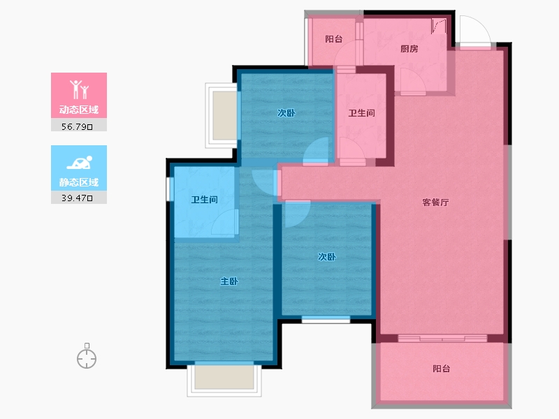 湖南省-长沙市-万润·滨江天著-85.17-户型库-动静分区