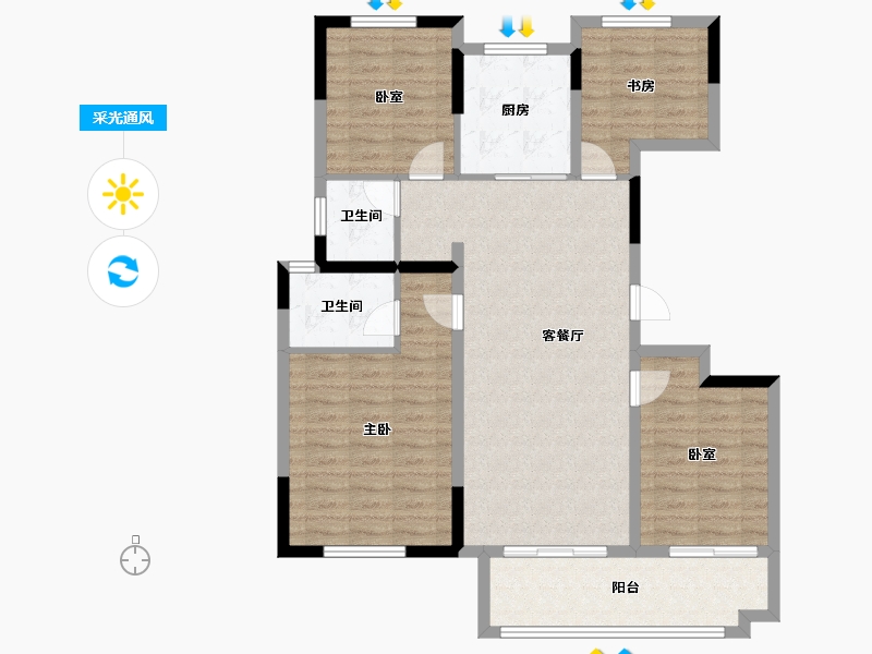 湖南省-长沙市-澳海望洲府-104.55-户型库-采光通风