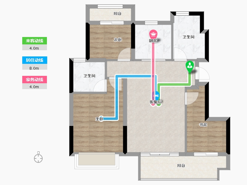 浙江省-宁波市-瀚璟府-78.40-户型库-动静线