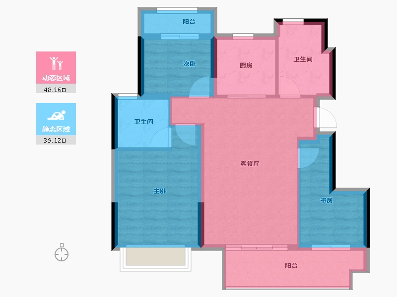 浙江省-宁波市-瀚璟府-78.40-户型库-动静分区