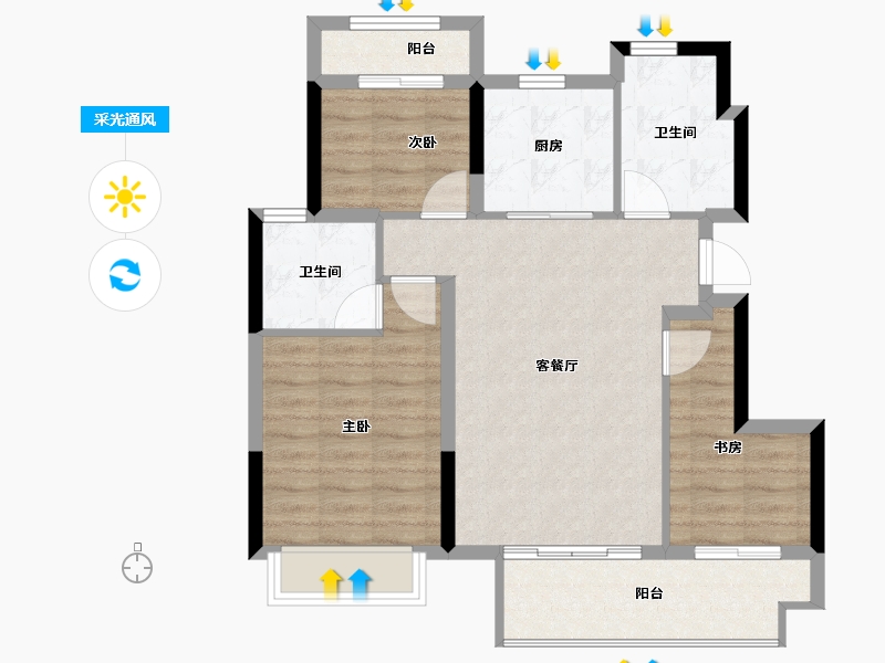 浙江省-宁波市-瀚璟府-78.40-户型库-采光通风