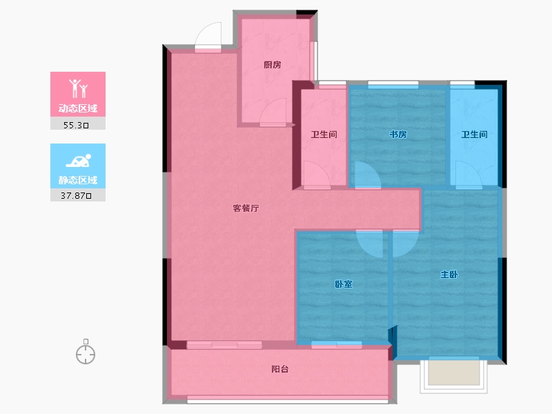 湖北省-武汉市-城南华府书香世家-84.20-户型库-动静分区