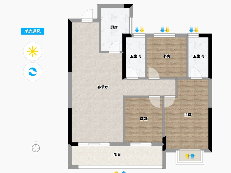 湖北省-武汉市-城南华府书香世家-84.20-户型库-采光通风