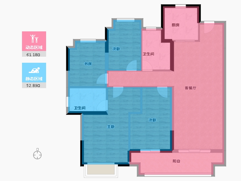 湖北省-武汉市-上坤大都会-102.40-户型库-动静分区