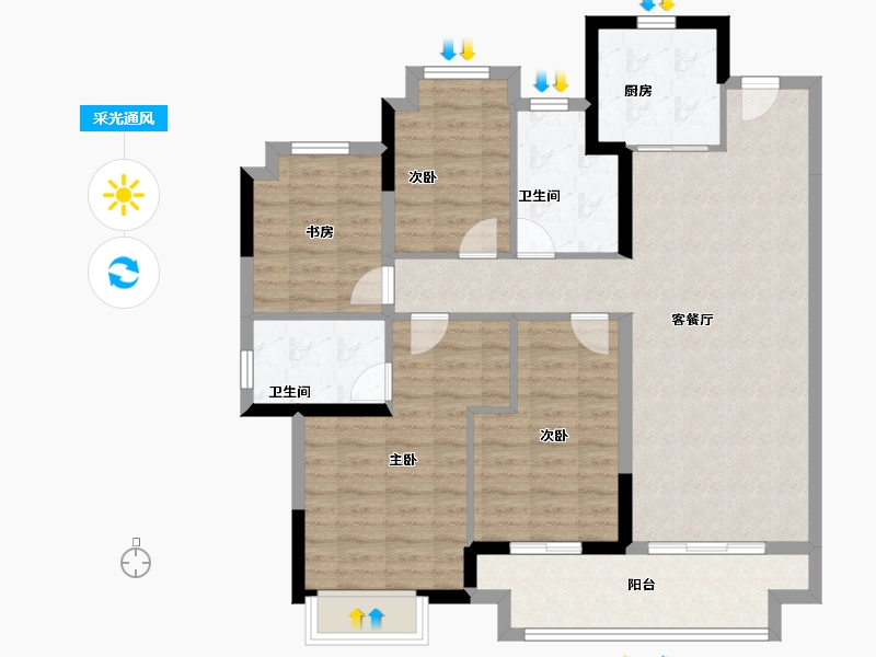 湖北省-武汉市-上坤大都会-102.40-户型库-采光通风