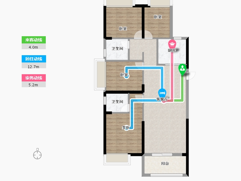 湖北省-武汉市-融创九坤璟宸时代-95.40-户型库-动静线