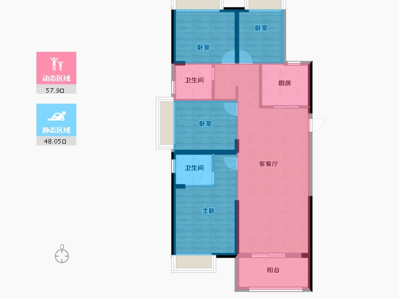 湖北省-武汉市-融创九坤璟宸时代-95.40-户型库-动静分区