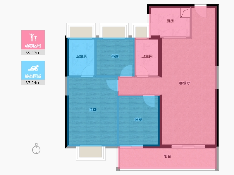 湖北省-武汉市-华侨城欢乐天际-83.08-户型库-动静分区