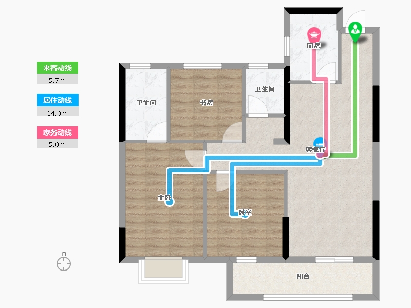 湖北省-武汉市-宝业星毓府-83.65-户型库-动静线