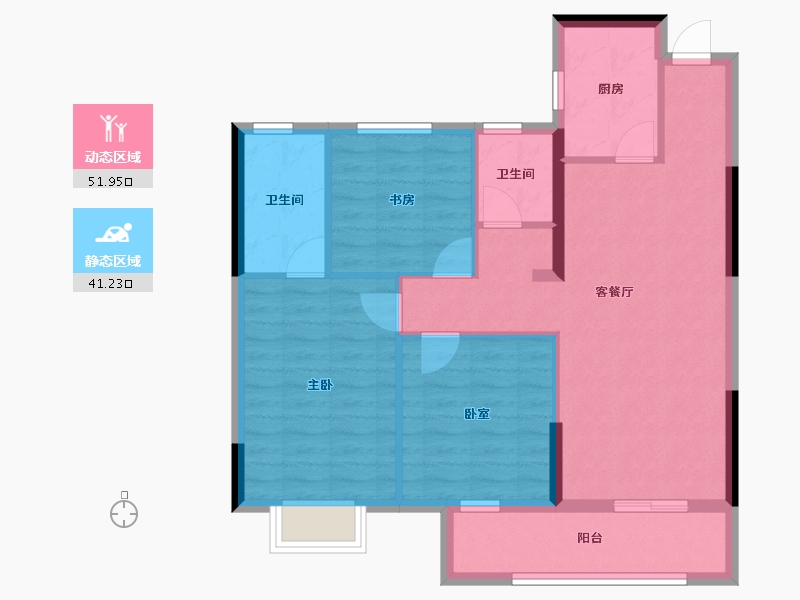 湖北省-武汉市-宝业星毓府-83.65-户型库-动静分区