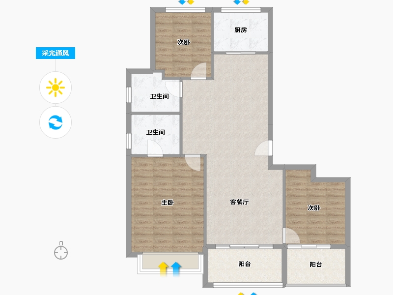 浙江省-宁波市-南寅钰府-103.45-户型库-采光通风