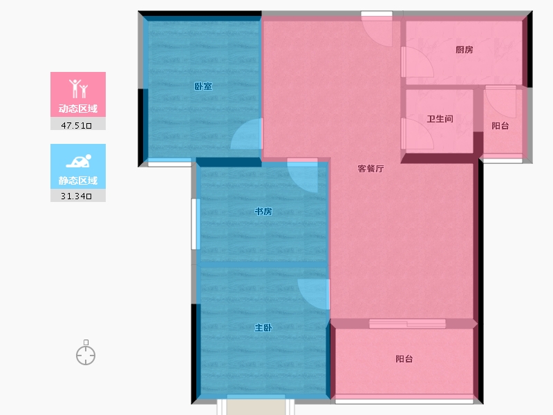 湖北省-武汉市-城南华府书香世家-70.67-户型库-动静分区