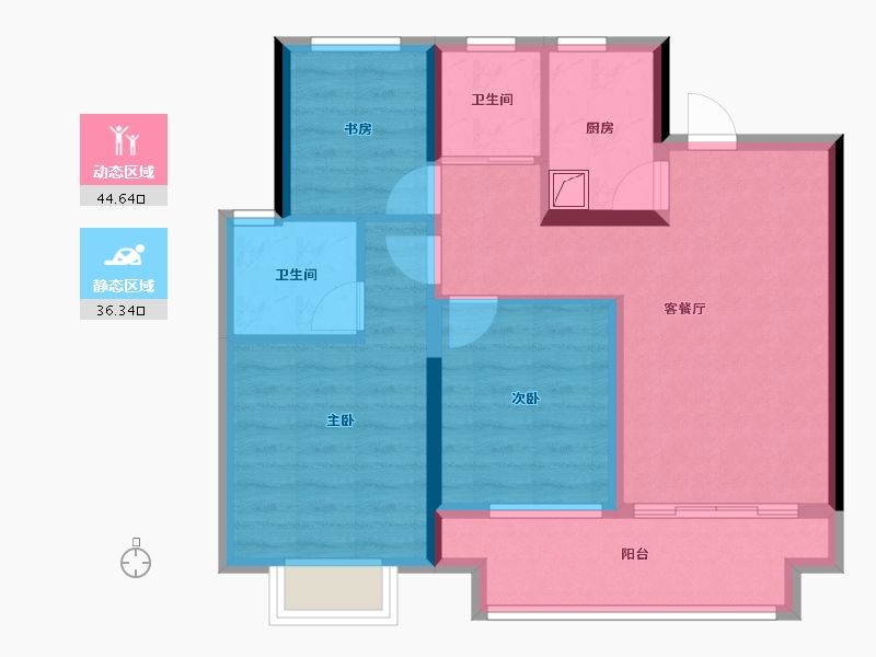 浙江省-宁波市-湖畔云庭-71.20-户型库-动静分区