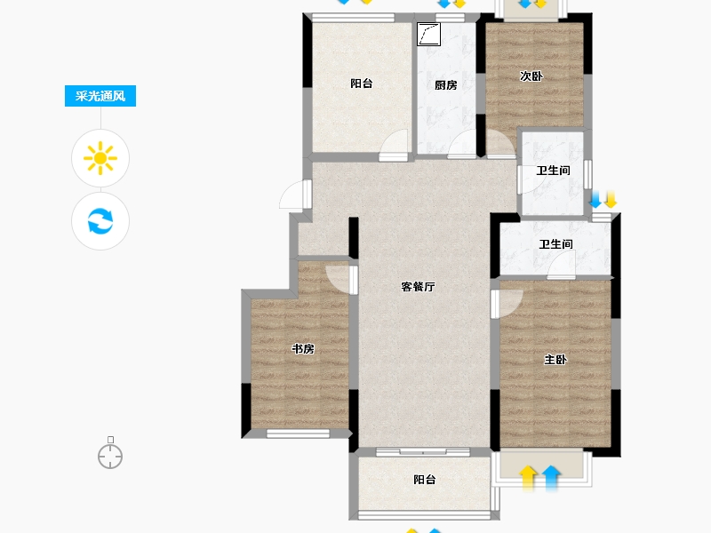 湖南省-长沙市-合能·枫丹星悦-97.53-户型库-采光通风